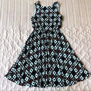 Geometric Print Reversible A-Line Dress